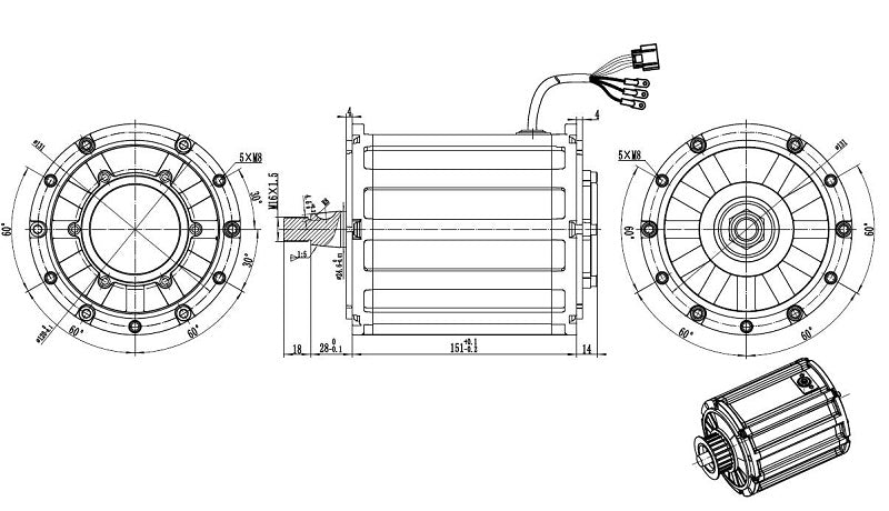 QS Motor QS120 70H 2000w Mid Drive PMSM Motor